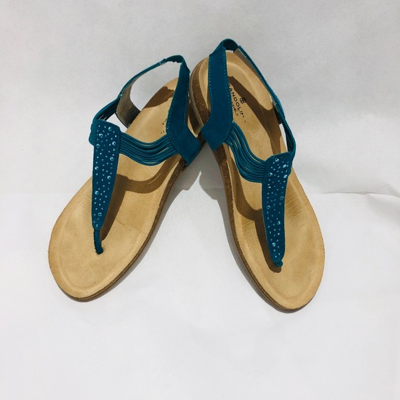 Bandolino Shoes - Bandolino B-Flexible Wedge T-strap Teal Sandal 7.5